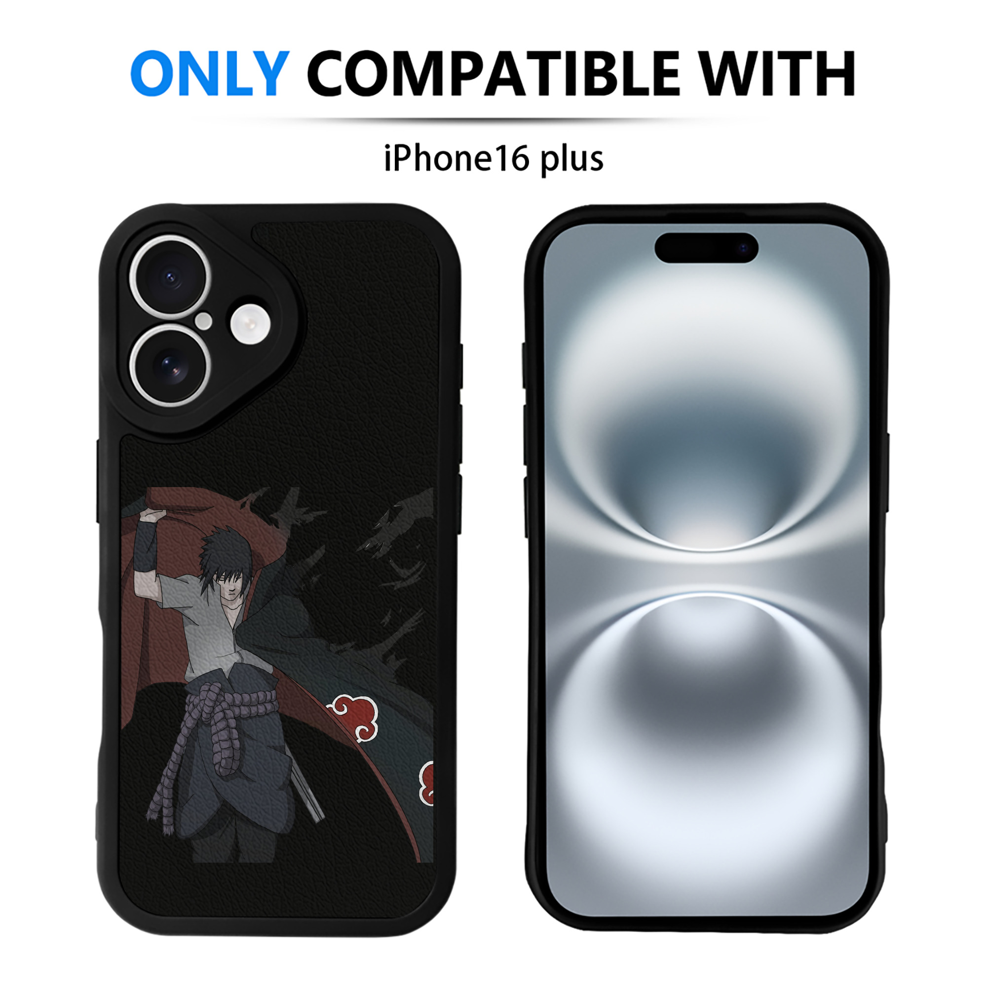 （画像用） NARUTO -ナルト- うちは サスケ Uchiha Sasuke 【iPhone 16シリーズ対応】シリコンスマホケース（レザー調） 材質：シリコン